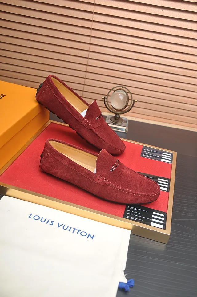 Louis Vuitton Red Suede Bit Loafers 4