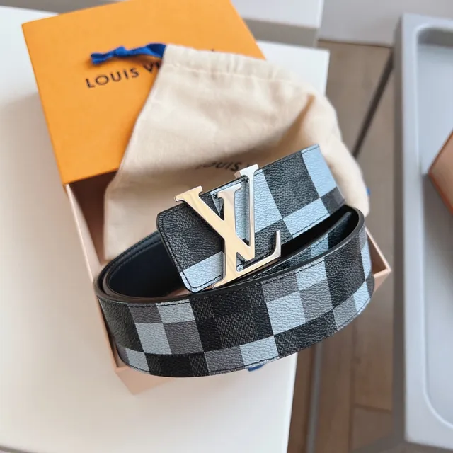 Louis Vuitton Ceinture réversible Noir Bleu Damier Azur Cuir Ceinture 4