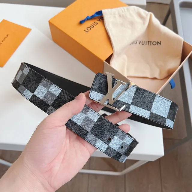 Louis Vuitton Ceinture réversible Noir Bleu Damier Azur Cuir Ceinture 6