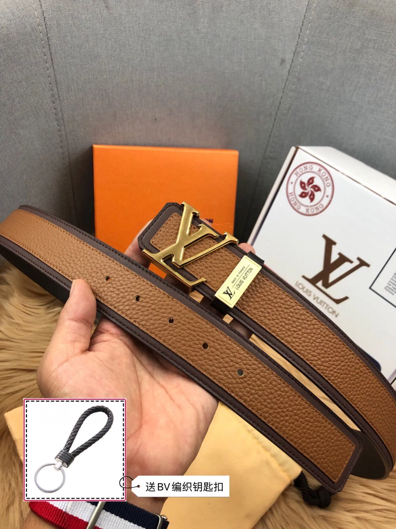 Louis Vuitton Reversible Belt Brown Black Two-Tone Textured Leather Belt 9