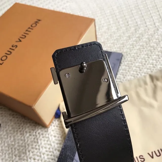 Louis Vuitton Reversible Belt Gray Black Monogram Canvas Leather Belt 3