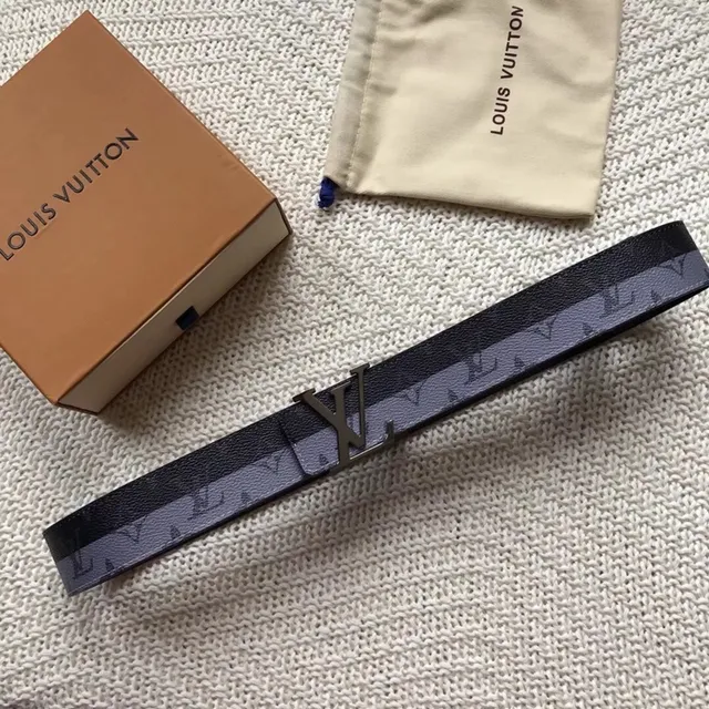 Louis Vuitton Reversible Belt Gray Black Monogram Canvas Leather Belt 4