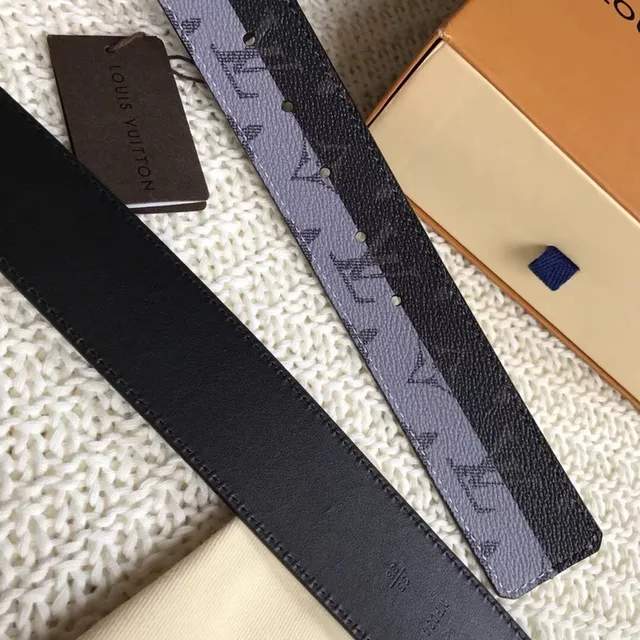 Louis Vuitton Reversible Belt Gray Black Monogram Canvas Leather Belt 5