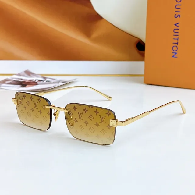 Louis Vuitton Rimless Rectangular Gold-Tone Gradient Sunglasses 5