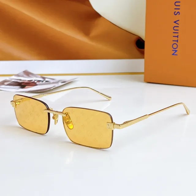 Louis Vuitton Rimless Rectangular Gold-Tone Gradient Sunglasses 6