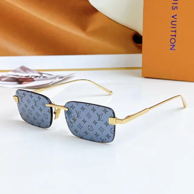 Louis Vuitton Rimless Rectangular Gold-Tone Gradient Sunglasses 8
