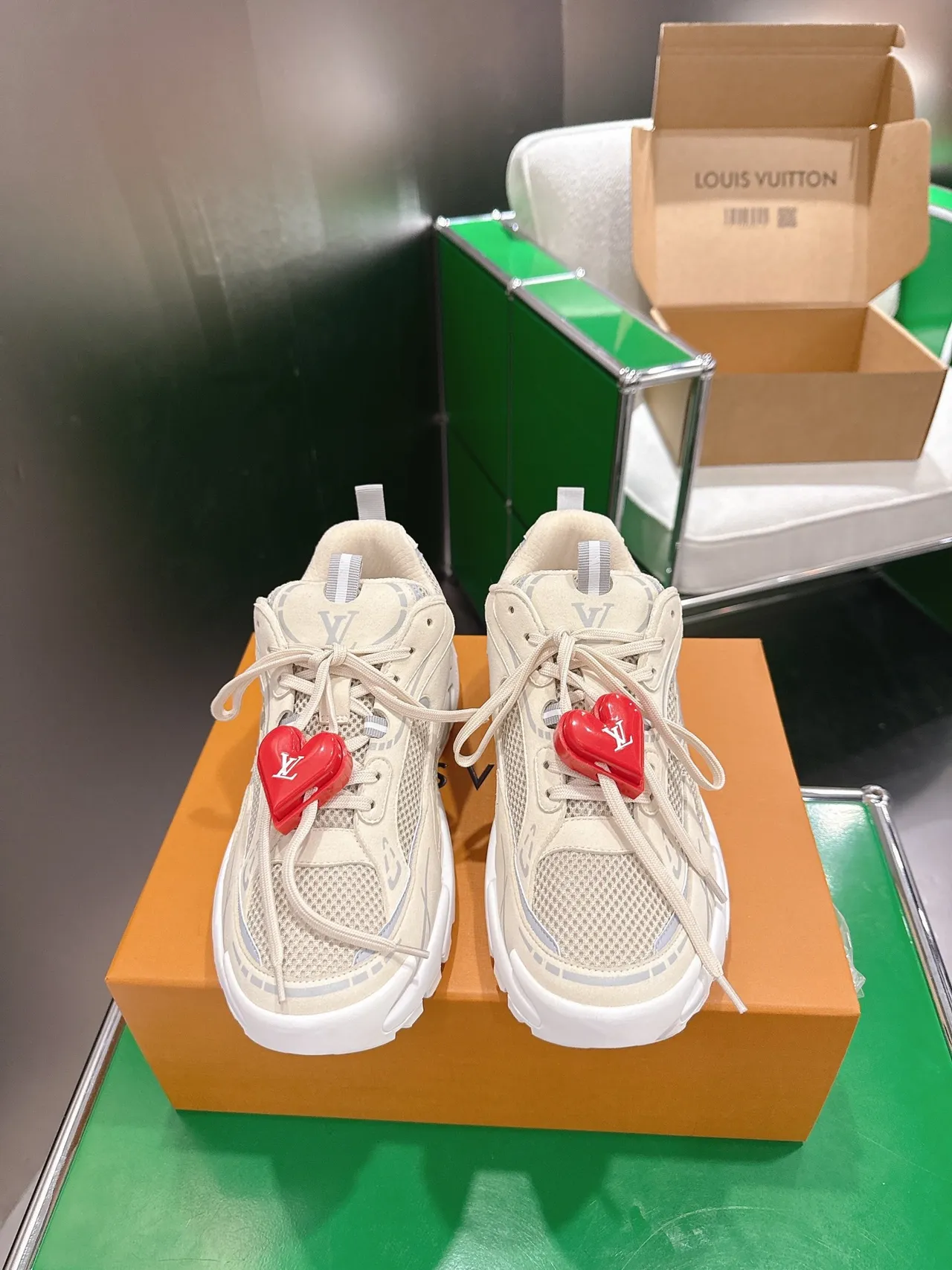 Louis Vuitton Run Away Beige Gray White Chunky Sneakers 2