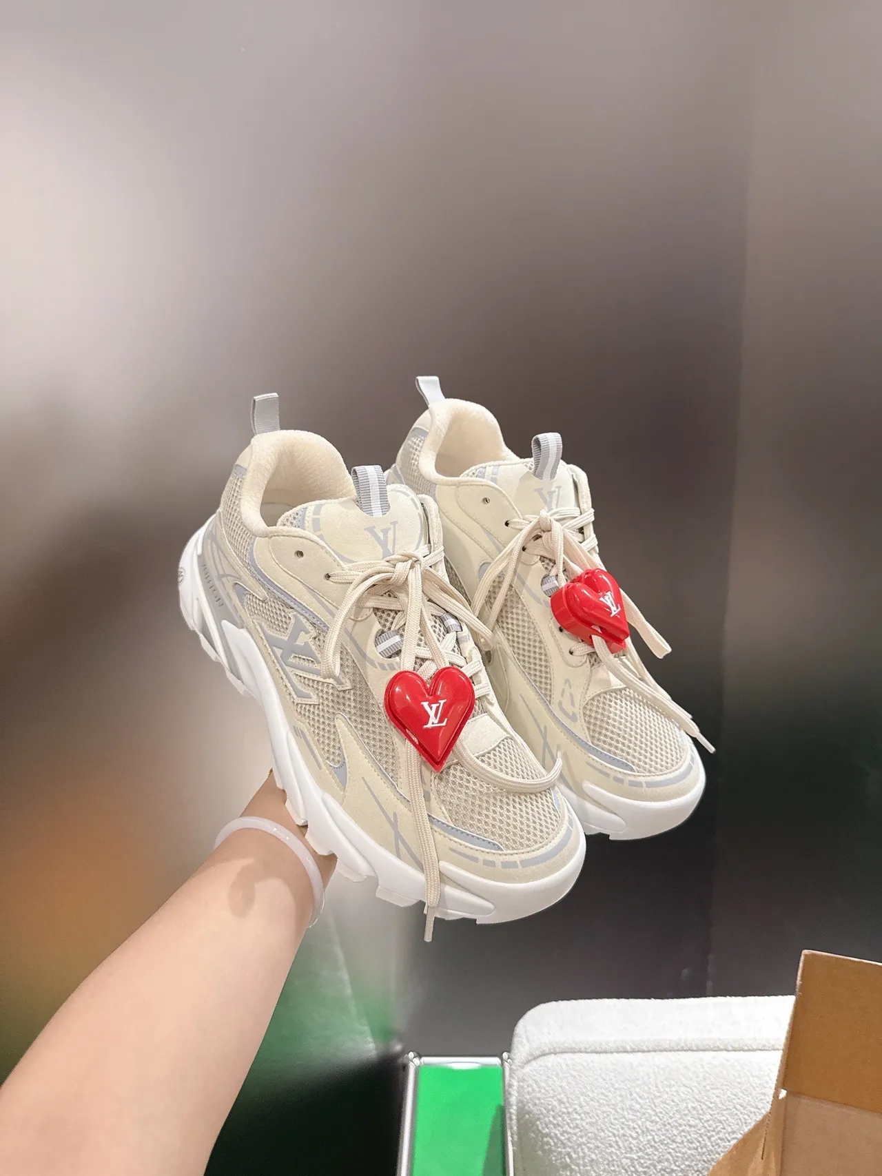 Louis Vuitton Run Away Beige Gray White Chunky Sneakers 5