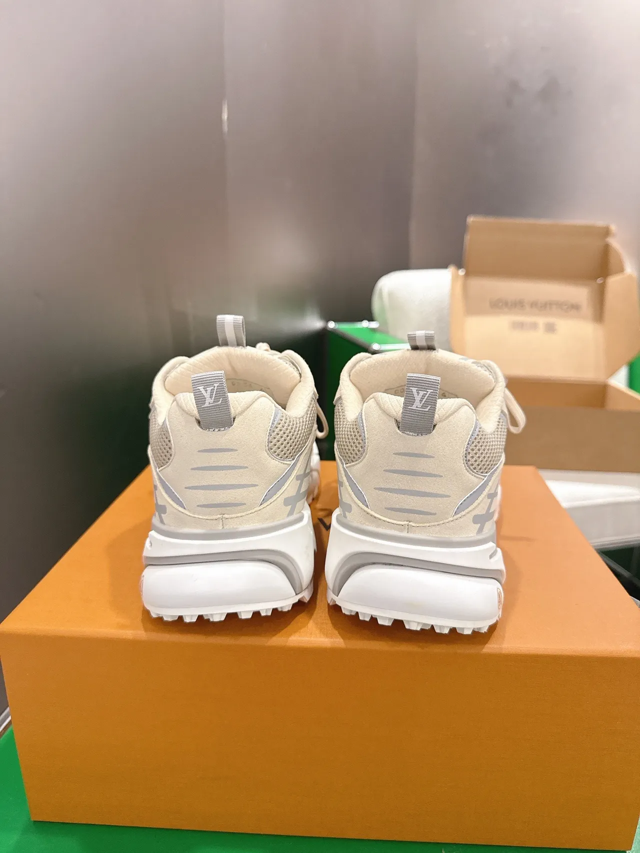 Louis Vuitton Run Away Beige Gray White Chunky Sneakers 8