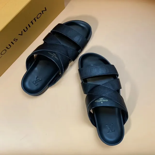 Louis Vuitton Run Away Black Cross-Strap Molded Sole Slippers 2
