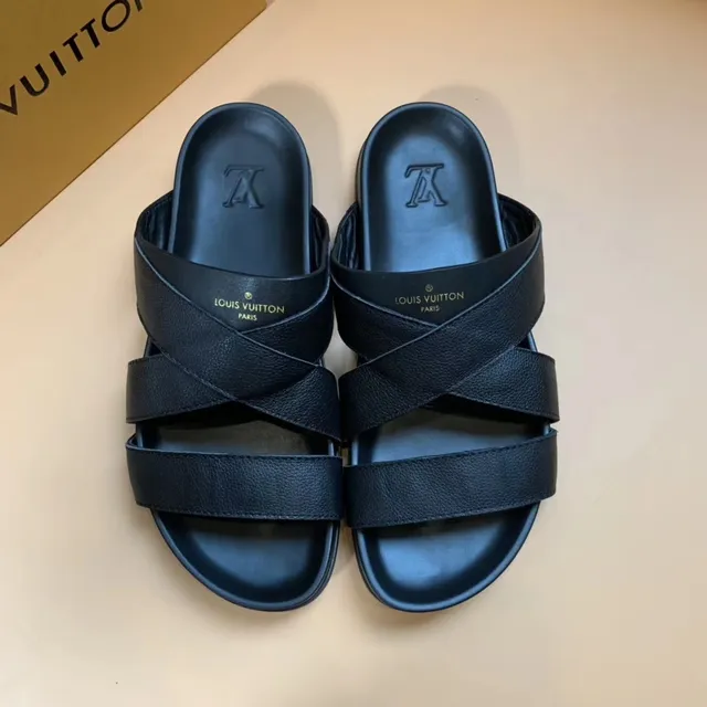 Louis Vuitton Run Away Black Cross-Strap Molded Sole Slippers 3