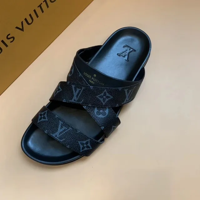 Louis Vuitton Run Away Black Cross-Strap Molded Sole Slippers 4