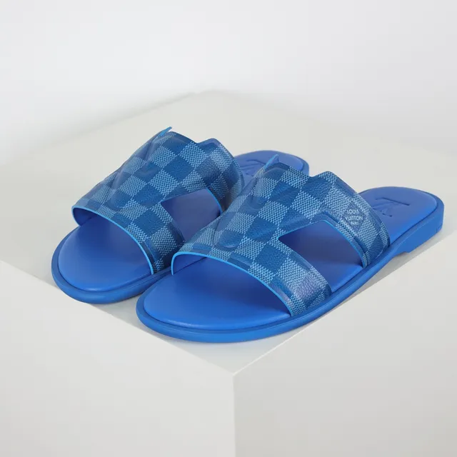 Louis Vuitton Run Away Blue Checkerboard Slide Slippers 2