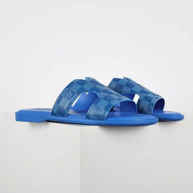 Louis Vuitton Run Away Blue Checkerboard Slide Slippers 3