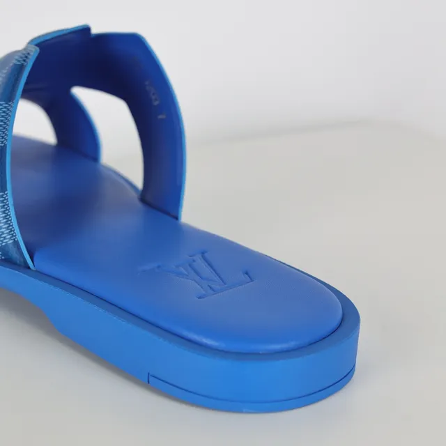 Louis Vuitton Run Away Blue Checkerboard Slide Slippers 4