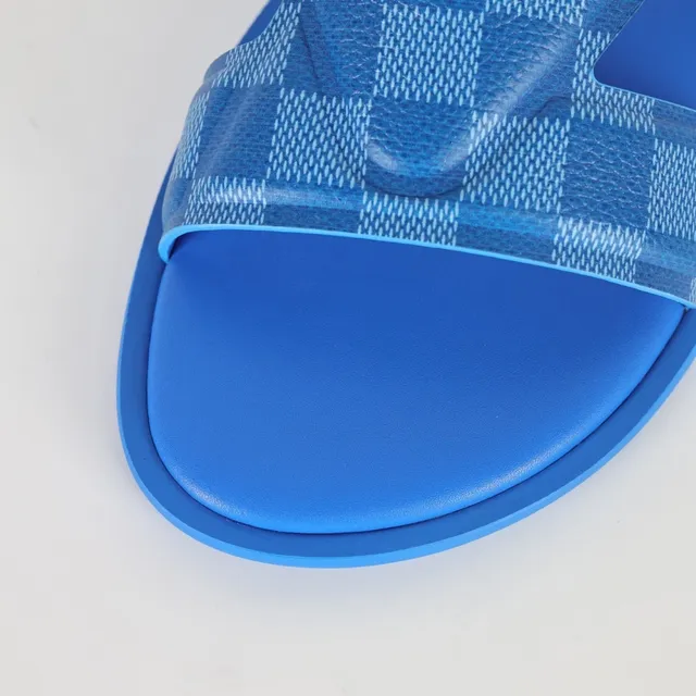 Louis Vuitton Run Away Blue Checkerboard Slide Slippers 5