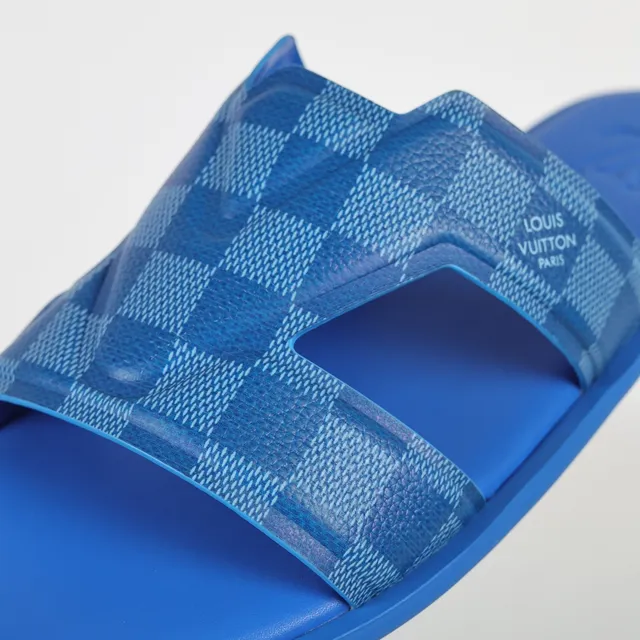 Louis Vuitton Run Away Blue Checkerboard Slide Slippers 6