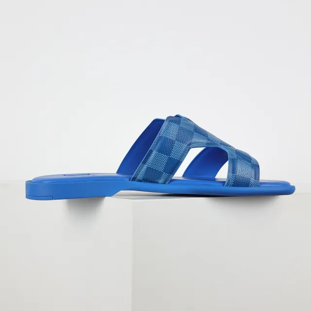 Louis Vuitton Run Away Blue Checkerboard Slide Slippers 7