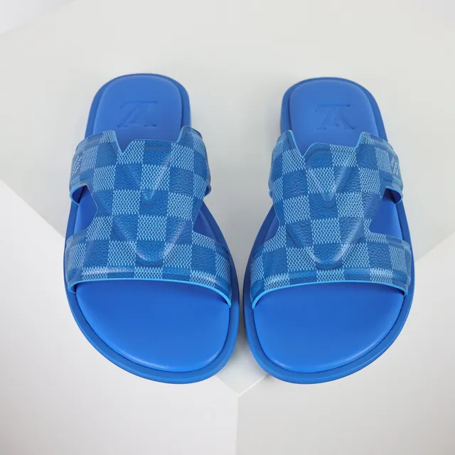 Louis Vuitton Run Away Blue Checkerboard Slide Slippers 8
