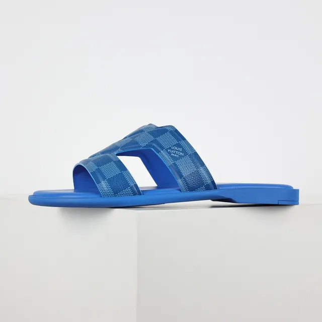 Louis Vuitton Run Away Blue Checkerboard Slide Slippers 9