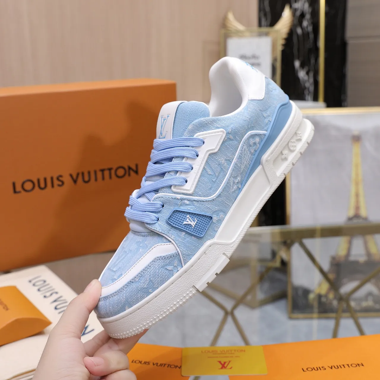 Louis Vuitton Run Away Light Blue Monogram Textile Lifestyle Sneakers 5