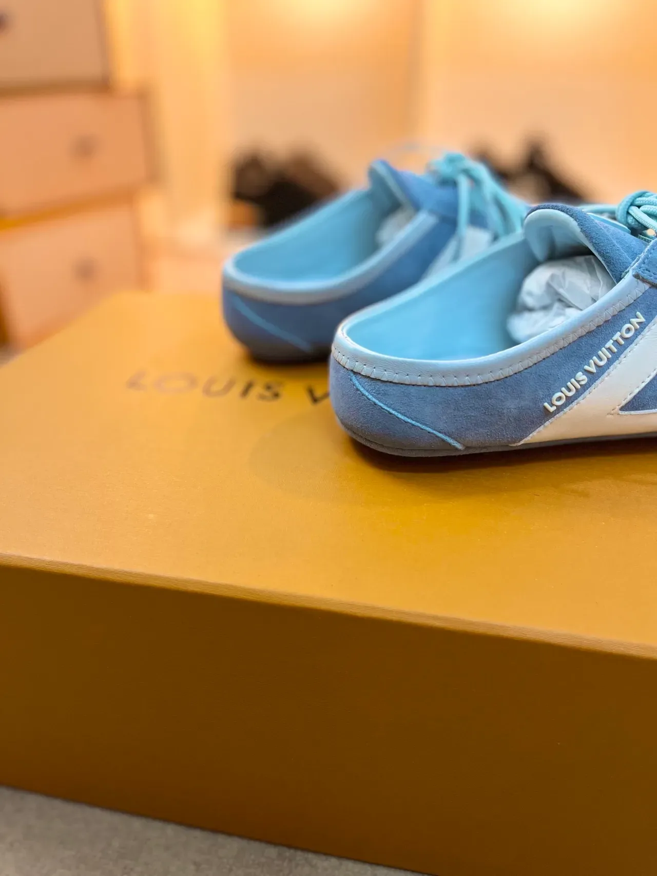 Louis Vuitton Run Away Light Blue Suede Open-Heel Lace-Up Sneaker 2
