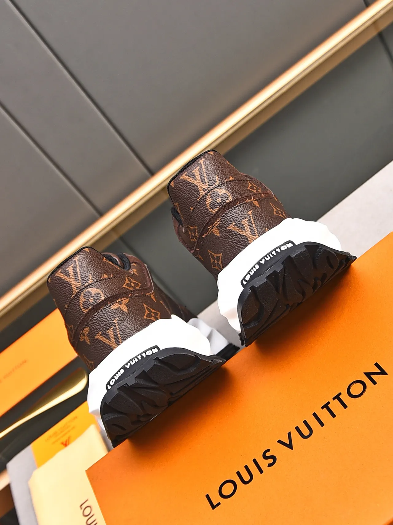 Louis Vuitton Run Away Monogram Brown White Chunky Sneakers 3