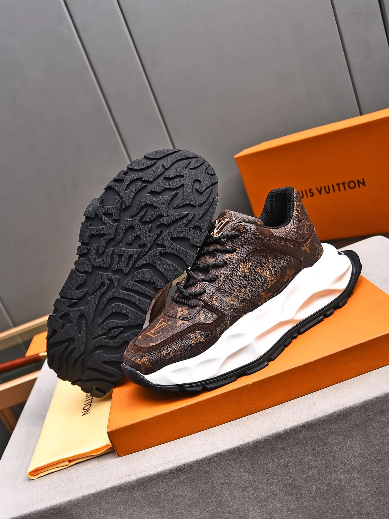 Louis Vuitton Run Away Monogram Brown White Chunky Sneakers 4