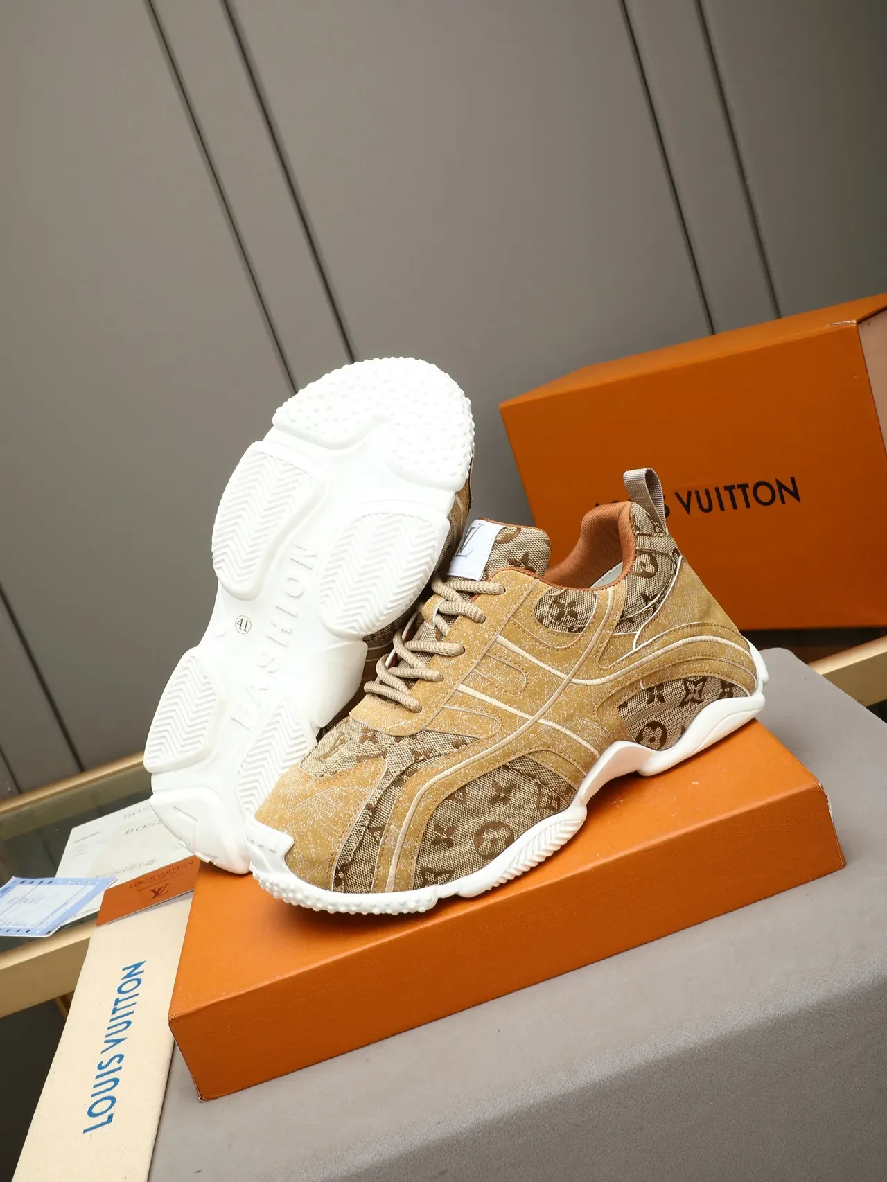 Louis Vuitton Run Away Monogram Tan Lifestyle Sneakers 4