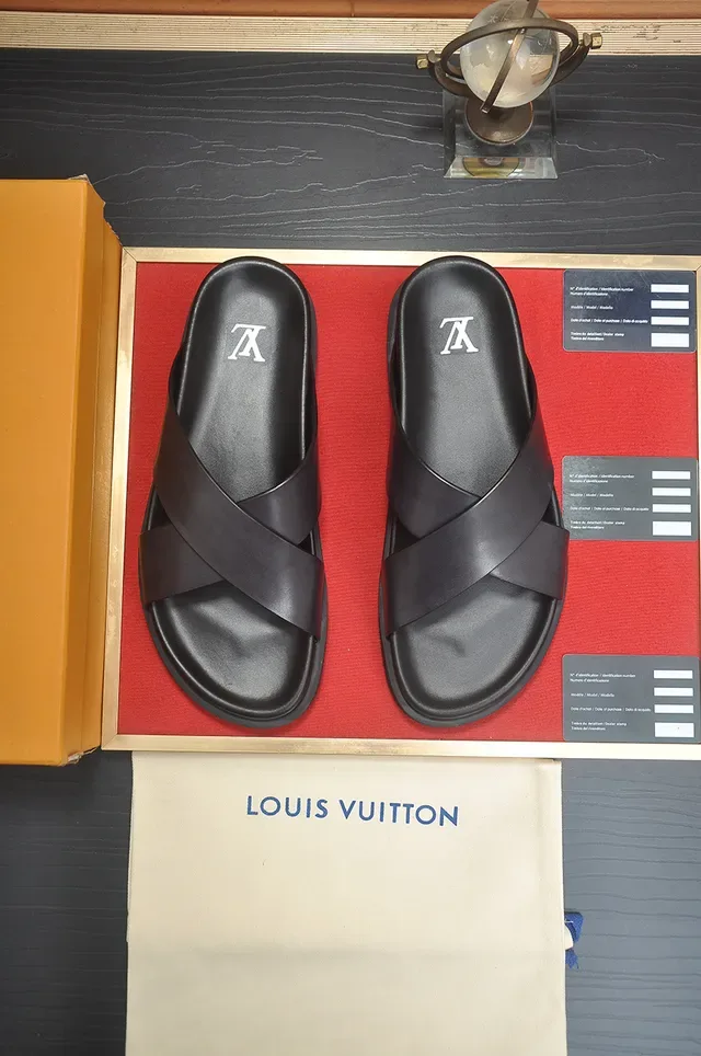 Louis Vuitton Run Away Slide Black Cross-Strap Slippers 5