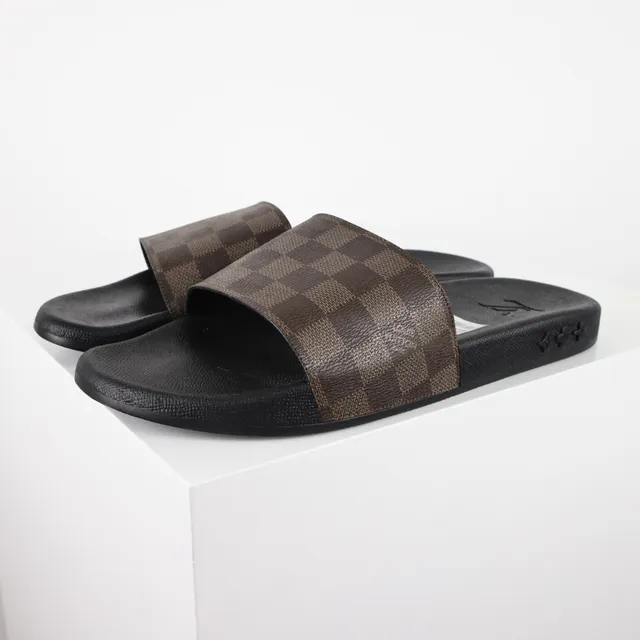 Louis Vuitton Run Away Slide Damier Ebène Black Brown Slippers 2