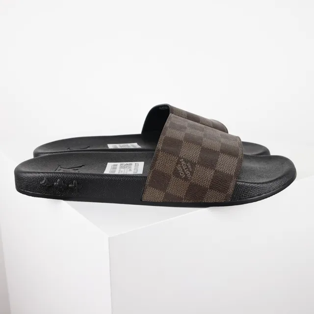 Louis Vuitton Run Away Slide Damier Ebène Black Brown Slippers 3