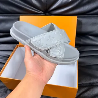 Louis Vuitton Run Away Slide Light Gray Slippers