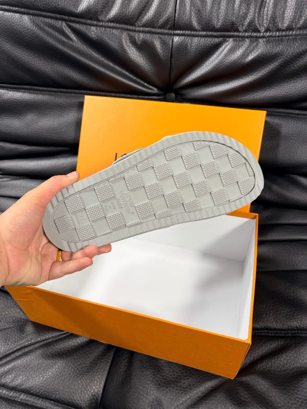 Louis Vuitton Run Away Slide Light Gray Slippers 2