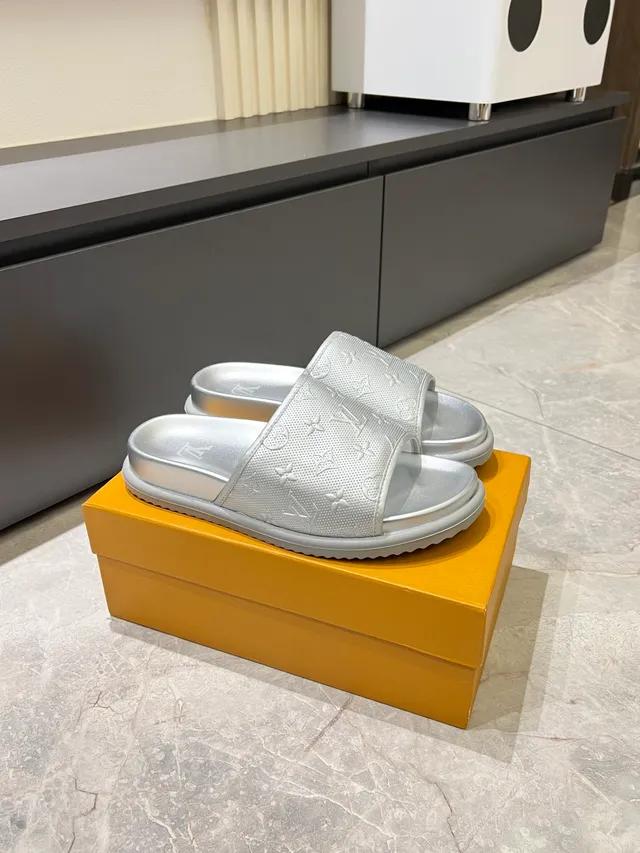 Louis Vuitton Run Away Slide Metallic Gold and Silver Slippers 3