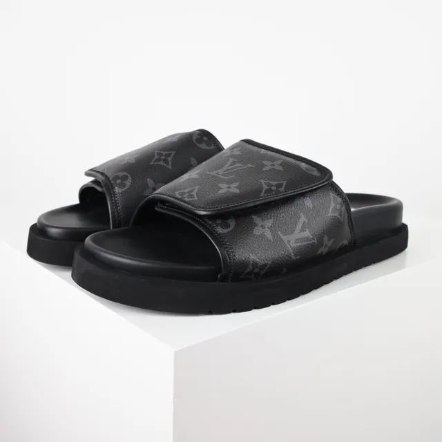 Louis Vuitton Run Away Slides Black Monogram Eclipse Slippers 2