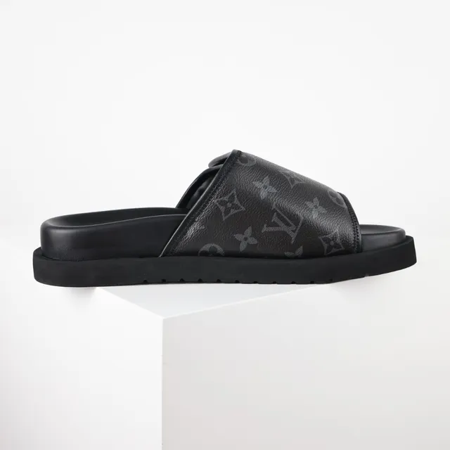 Louis Vuitton Run Away Slides Black Monogram Eclipse Slippers 7