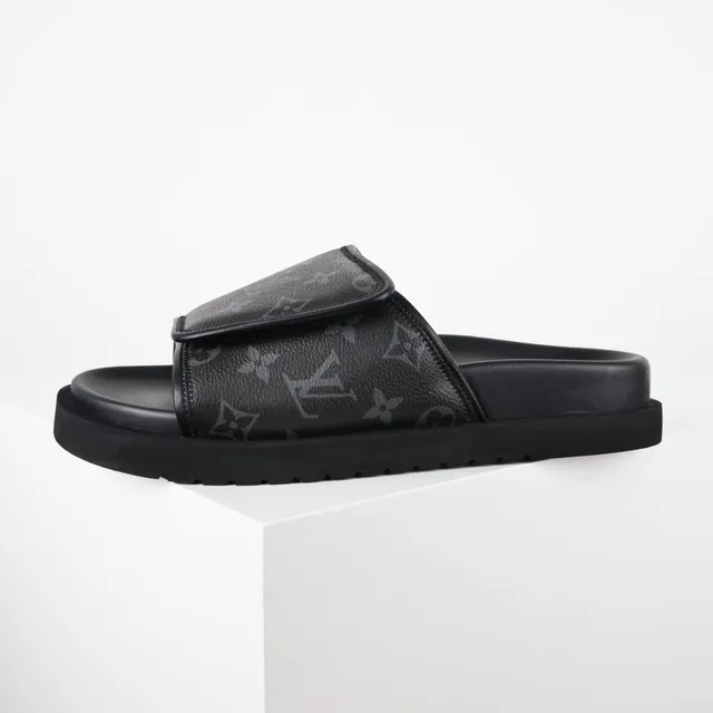 Louis Vuitton Run Away Slides Black Monogram Eclipse Slippers 9