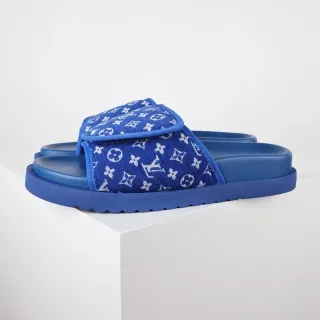 लुई विट्टोन Run Away Slides Blue Monogram चप्पल