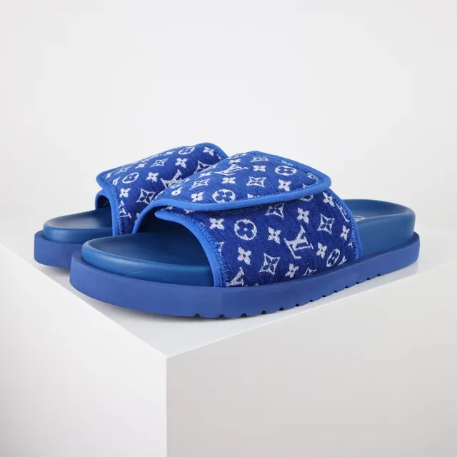 Louis Vuitton Run Away Slides Blue Monogram Slipper 2