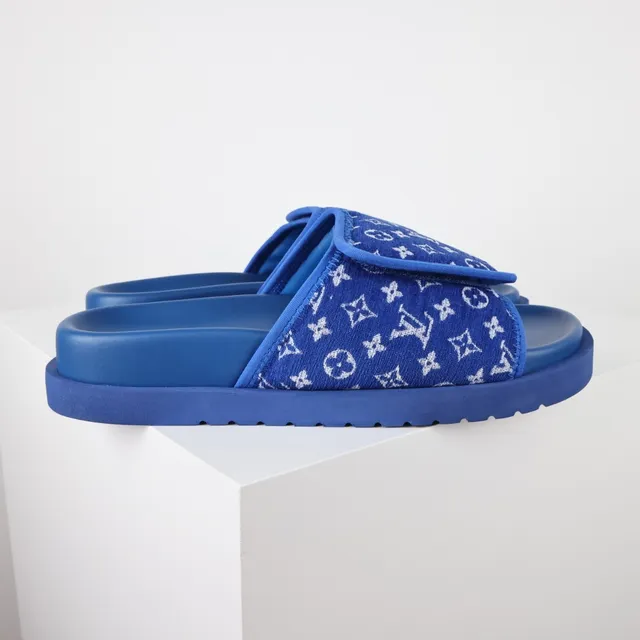 Louis Vuitton Run Away Slides Blue Monogram Slipper 3