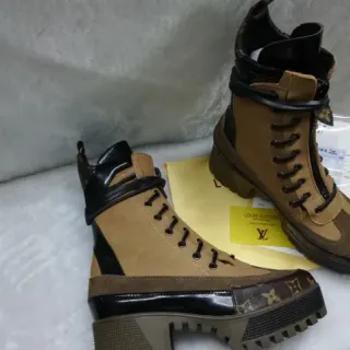 Louis Vuitton Run Away Tan and Black Monogram Ankle Boots