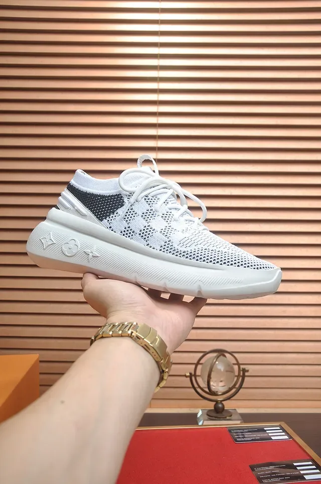 Louis Vuitton Run Away White and Black Knit Lifestyle Sneakers 2