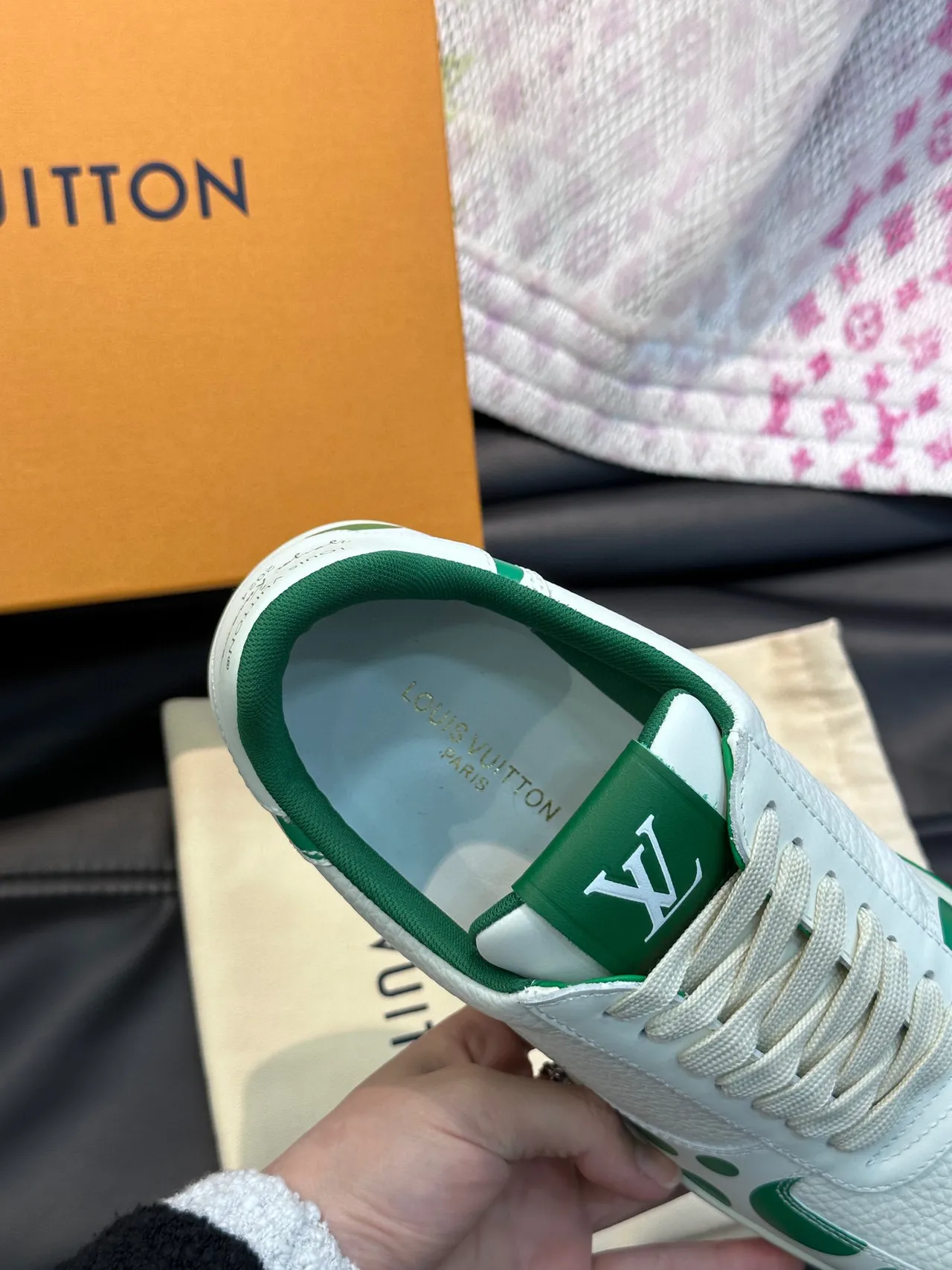 Louis Vuitton Run Away White and Green Polka-Dot Lifestyle Sneakers 3