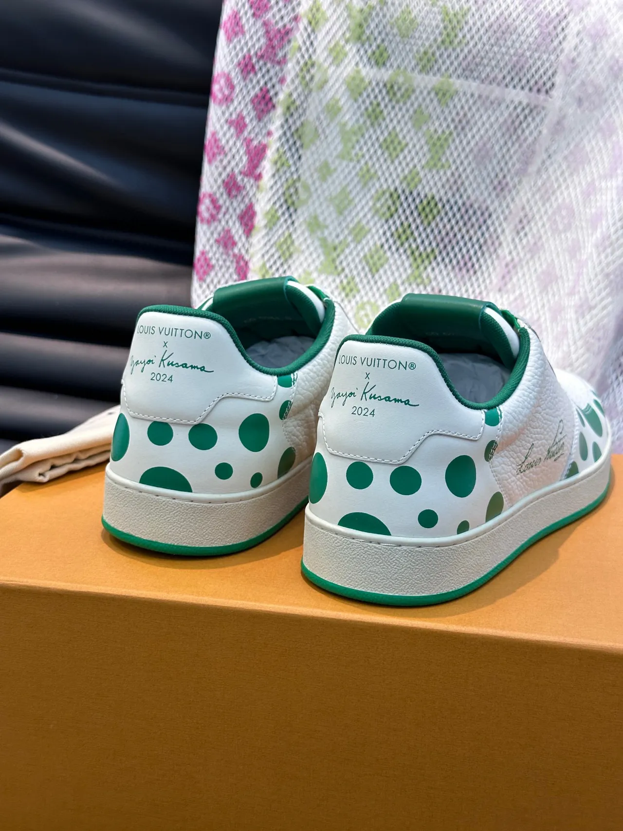 Louis Vuitton Run Away White and Green Polka-Dot Lifestyle Sneakers 5