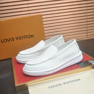 Louis Vuitton Run Away White Leather Platform Sole Loafer