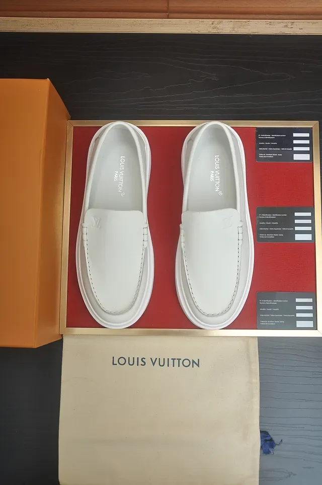 Louis Vuitton Run Away सफेद चमड़े का प्लेटफॉर्म सोल लोअफर 5