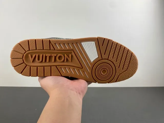 Louis Vuitton Argent Brun Métallique Cuir Craquelé Dessus Layered Semelle Blanche/noir/gomme Sneakers Lifestyle 5