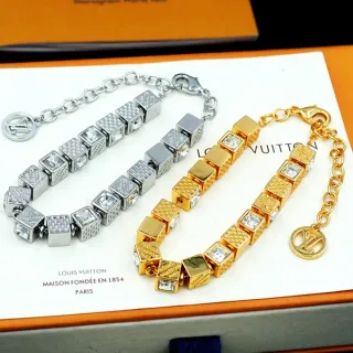 Louis Vuitton prata e ouro Cube-Link Monogram-Engraved pulseira