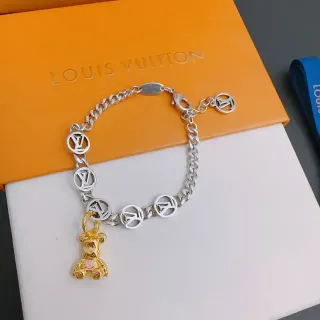 سوار لويس فيتون سلسلة كيرب فضي ذهبي مع أقراص مونوغرام